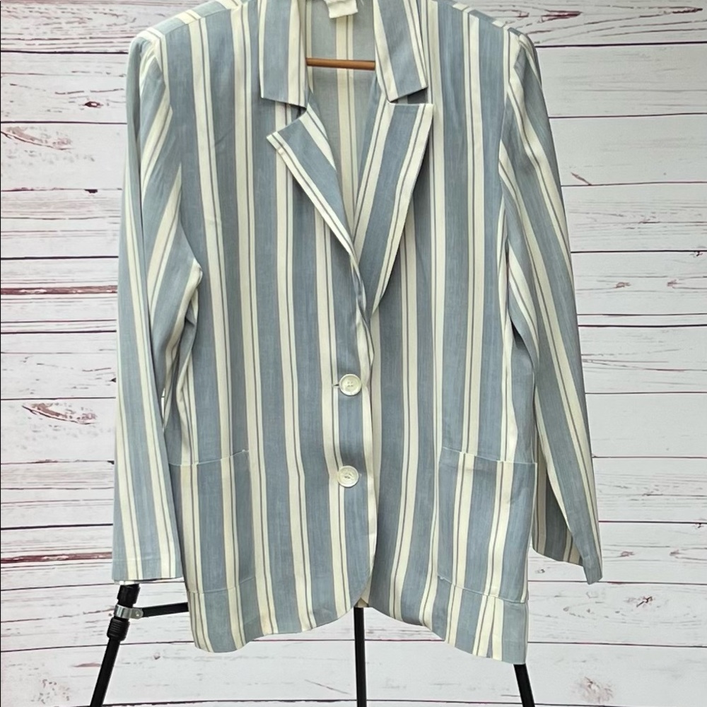 Medium Francine Brower blue and cream blazer